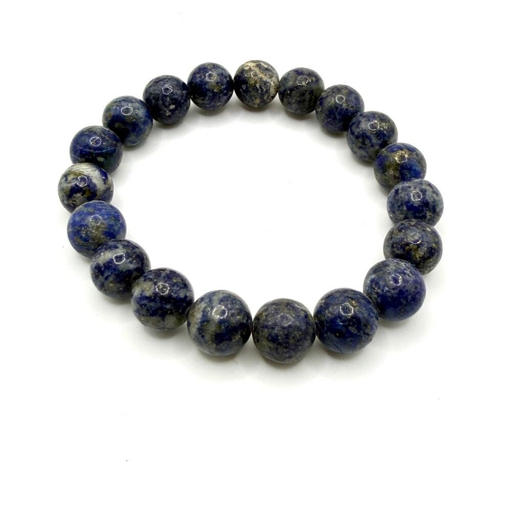 Vintage 90s Handmade Blue Lapis Lazuli Stretch Beaded Statement Bracelet
